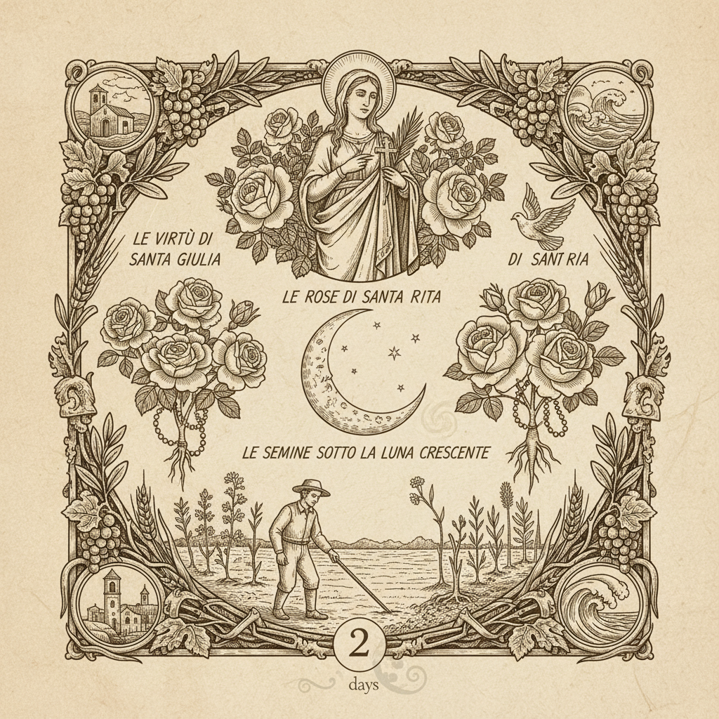 L'Almanacco di Trani Italia News: Le Virtù di Santa Giulia, le Rose di Santa Rita e le Semine Sotto la Luna Crescente