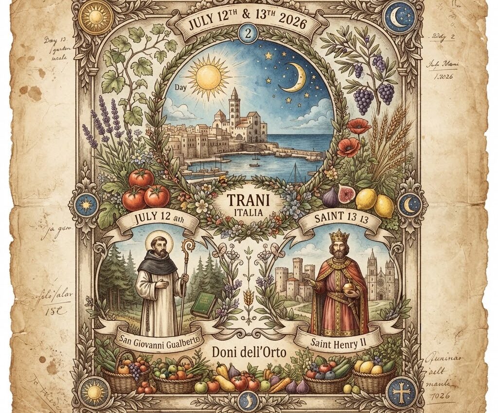 Riflessi di Mezz'Estate tra la Regola Verde di San Giovanni Gualberto, la Nobiltà di Sant'Enrico II e i Doni dell'Orto: L'Almanacco di Trani Italia News per il 12 e 13 Luglio 2026