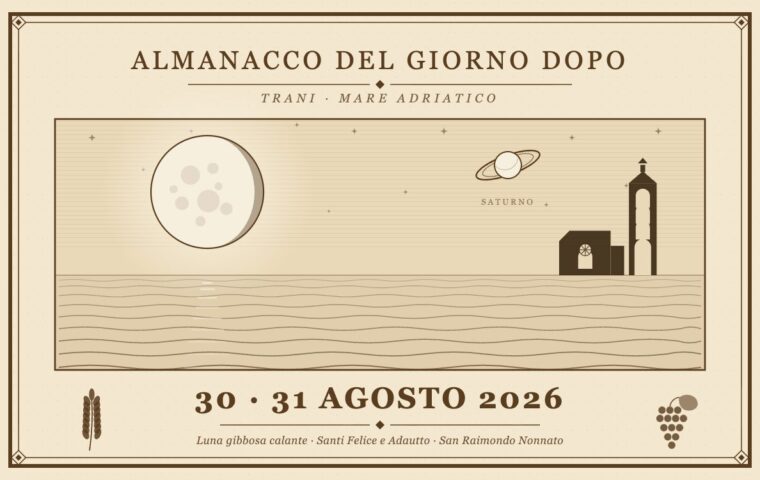 La Luna Calante e il Capo dell'Inverno: L'Almanacco di Trani Italia News per il 30 e 31 Agosto 2026
