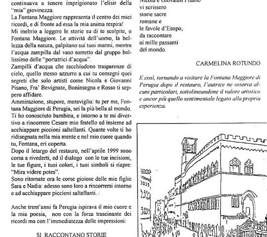 Dedicato a Perugia: la poesia di Carmelina Rotundo Auro con il disegno di Nobu Tanigawa