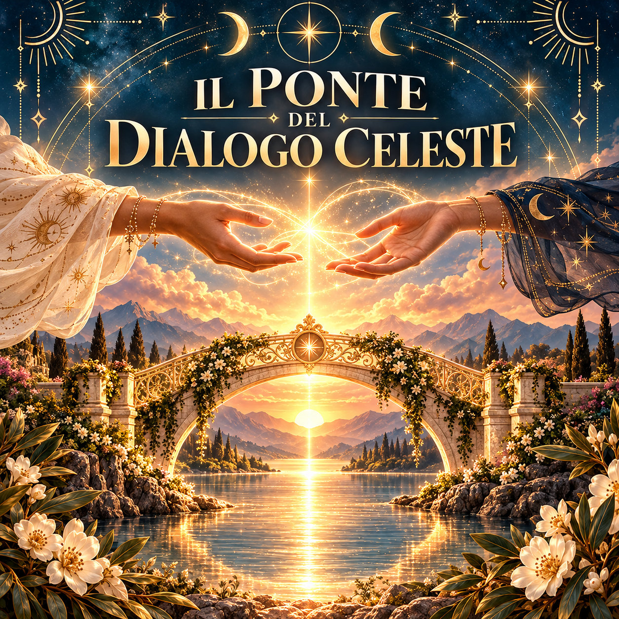 Illustrazione simbolica del Ponte del Dialogo, lettura divinatoria per la comunicazione, creata con intelligenza artificiale