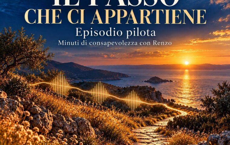 Copertina originale della puntata zero &laquo;Il passo che ci appartiene&raquo;: paesaggio costiero al tramonto e titolo Il passo che ci appartiene, Episodio pilota