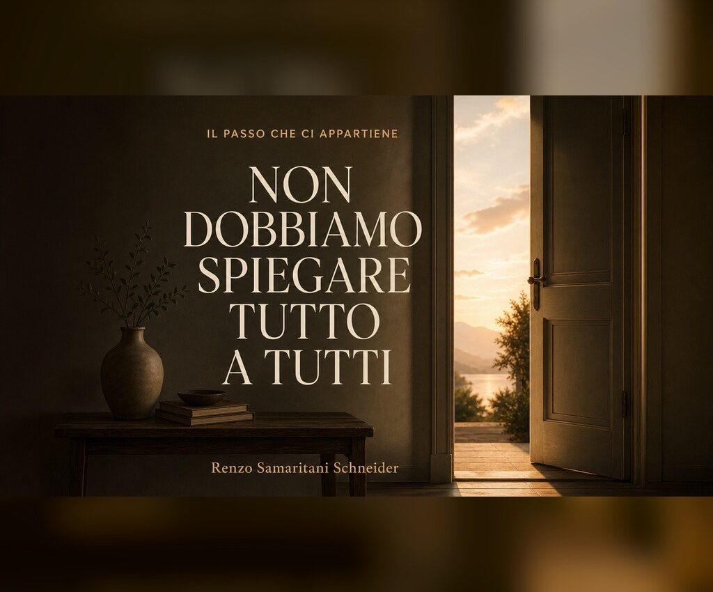Copertina della puntata 4 del podcast Il passo che ci appartiene, con titolo Non dobbiamo spiegare tutto a tutti su un interno illuminato da una porta aperta