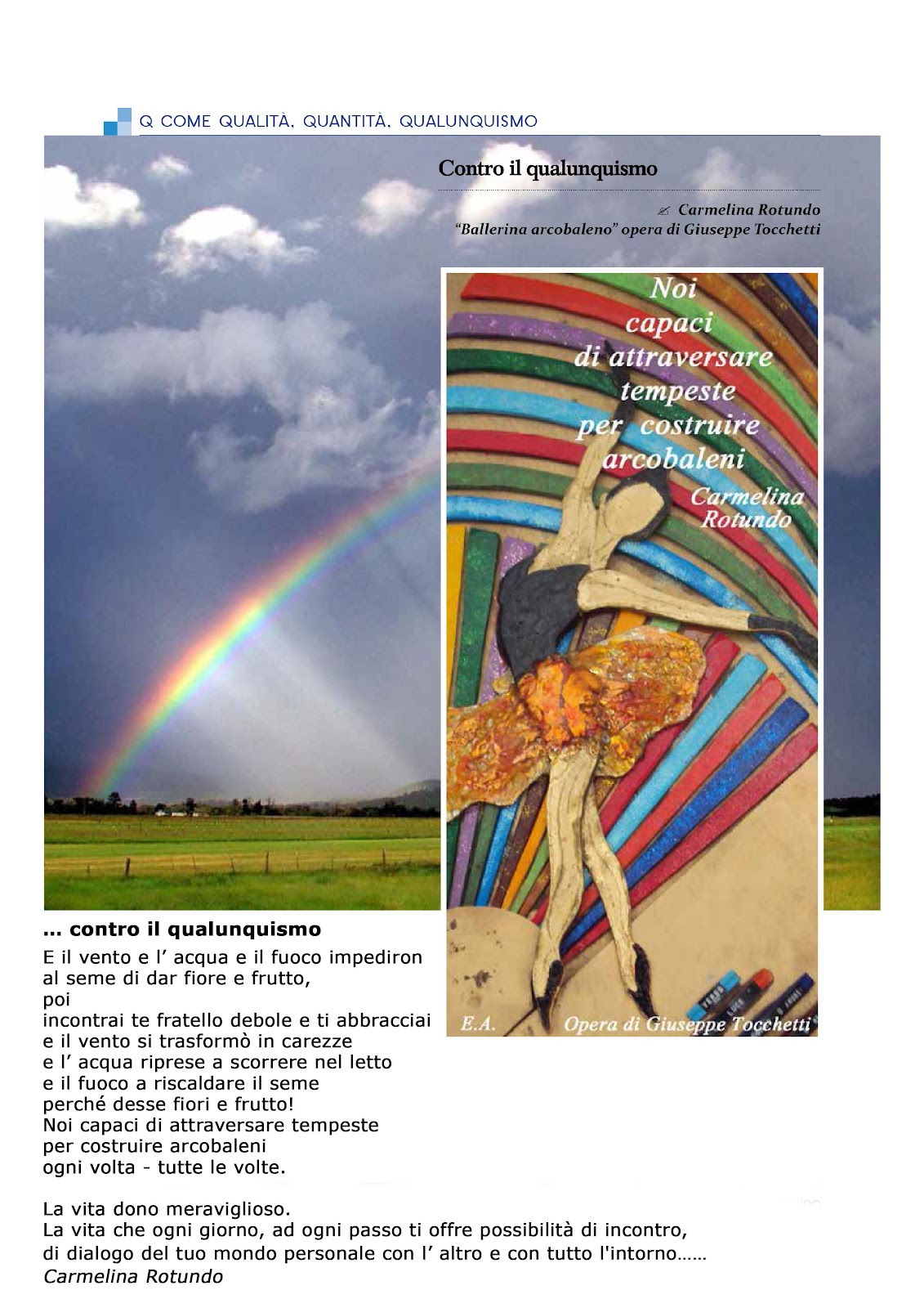 Poesia arcobaleni con il dipinto di Giuseppe Tocchetti
