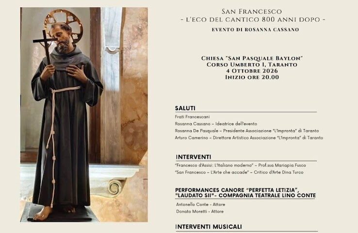San Francesco, l'eco del Cantico: la serata poetica di Taranto con Maria Letizia Gangemi